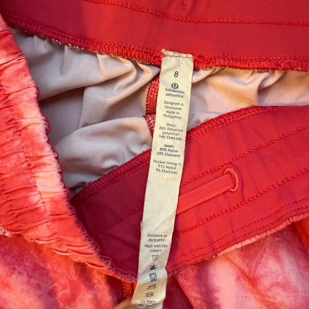 Lululemon Beat the Heat Short Tidal‎ Trip Boom Juice / Boom Juice 8